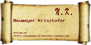 Neumeyer Krisztofer névjegykártya